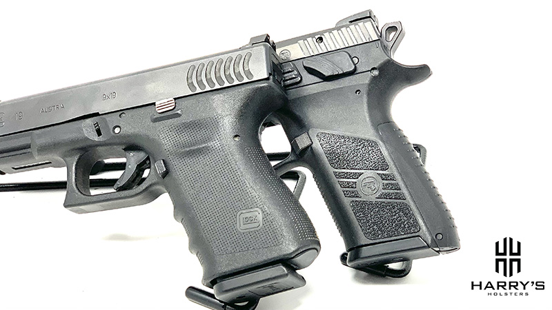 Side by side gun comparisons of a CZ P07 and Glock 19