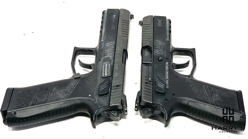 Side by side photo comparison of the CZ P07 and CZ P09