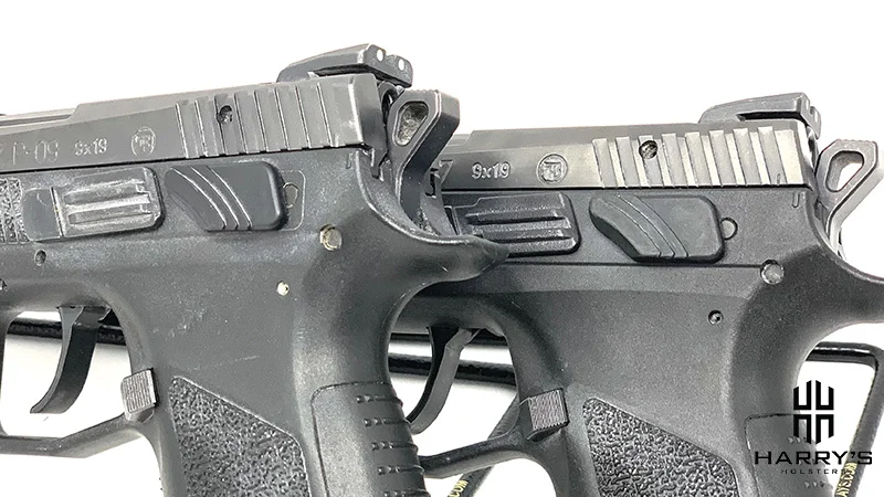 Side by side shot of the CZ P07 vs the CZ P09