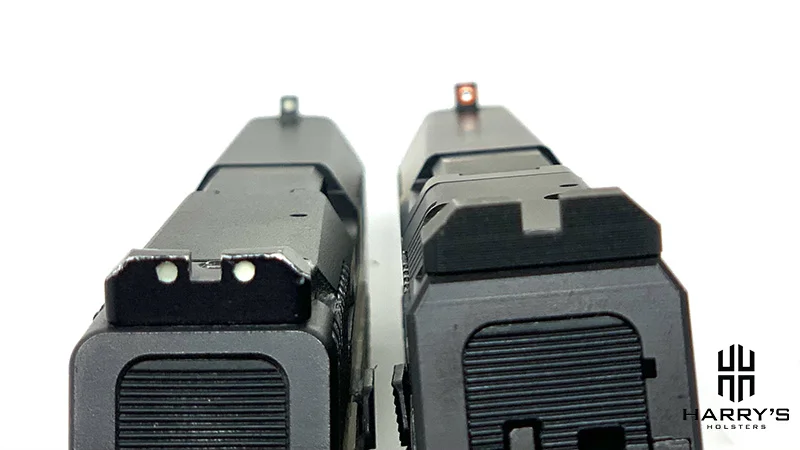 Photo of the CZ P10f and CZ P10c with sight comparison