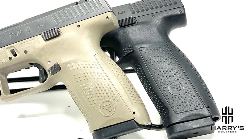 Photo of the CZ P10f and CZ P10c side by side