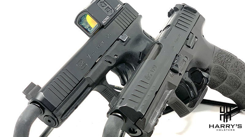 An image of HK VP9 vs Glock 17 side-by-side.
