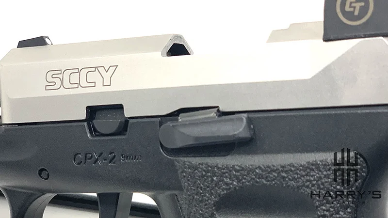 Sccy CPX2 Red Dot slide lock locked