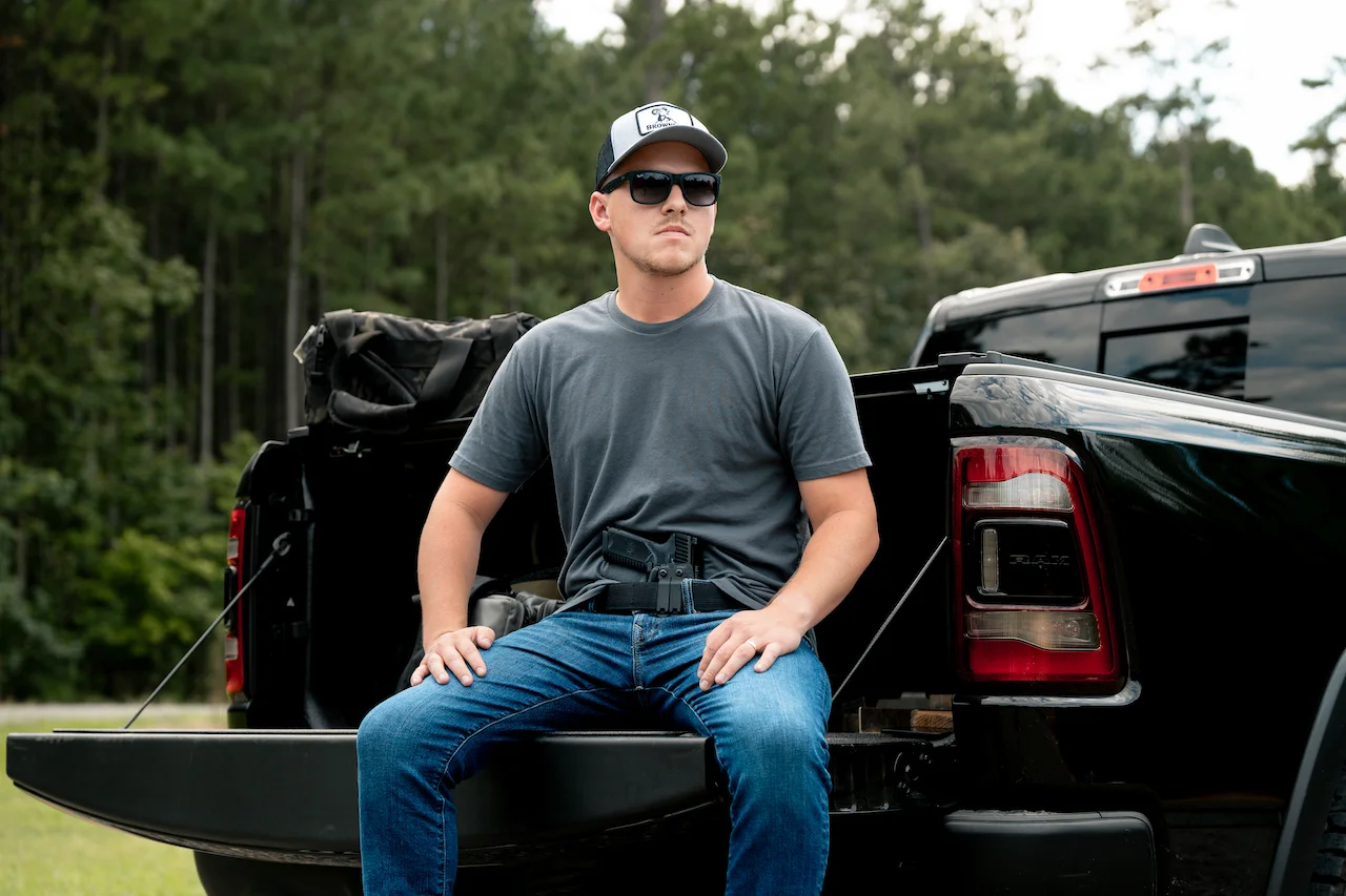 FN 509 Holster Sitting a a truck bed far out