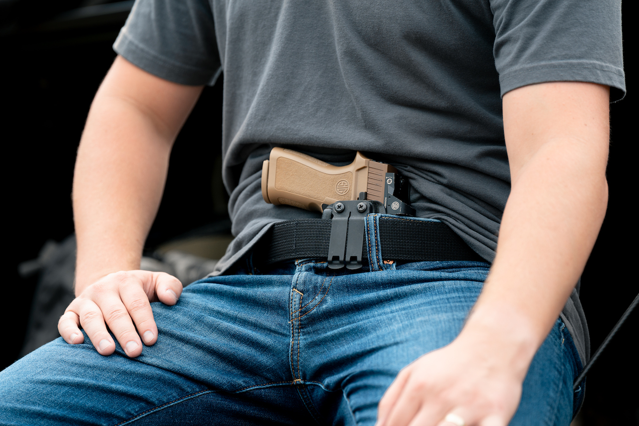 Sig P320 Holster Sitting on a truck bed from a distance